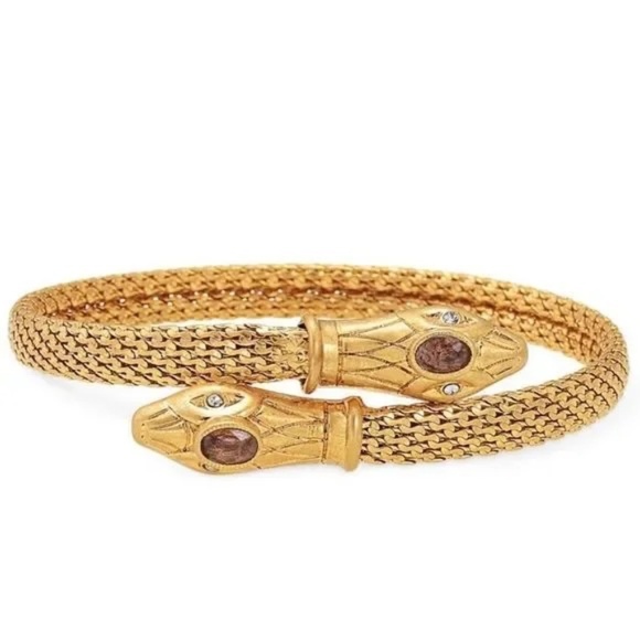Stella & Dot Jewelry - Stella & Dot Gold Snake Bracelet -amethyst color stones mesh wrap